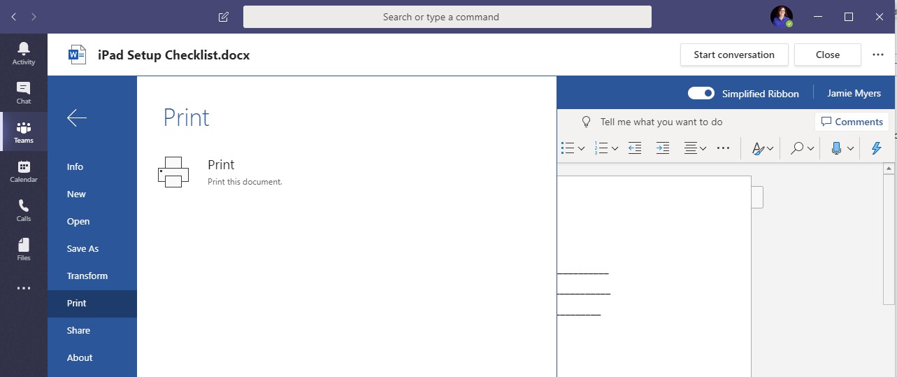 How to Print from Microsoft Teams IT Support